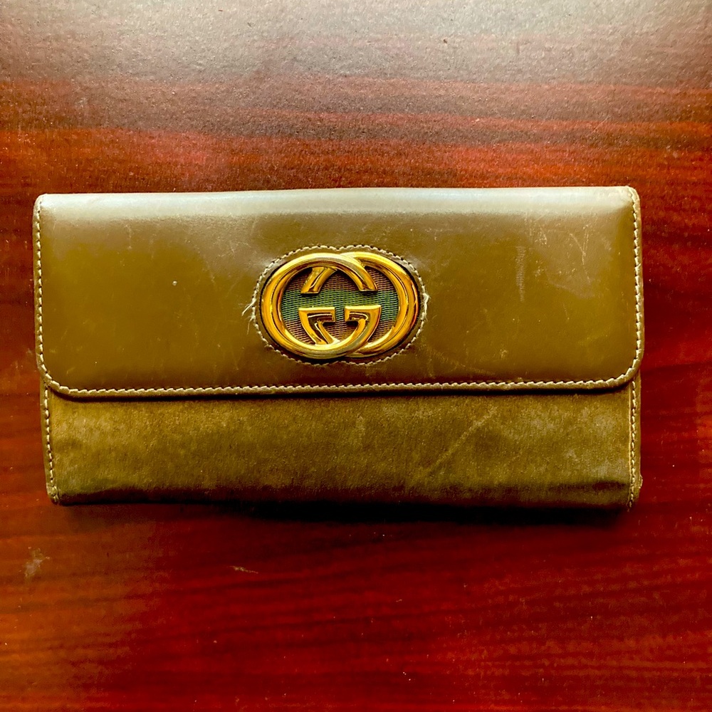 Gucci Leather suede Tri fold Wallet  Vintage